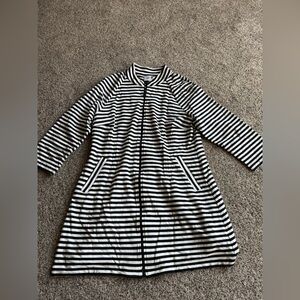 Cabi Byline Jacket in black and white stripes Large Modal blend dress like
